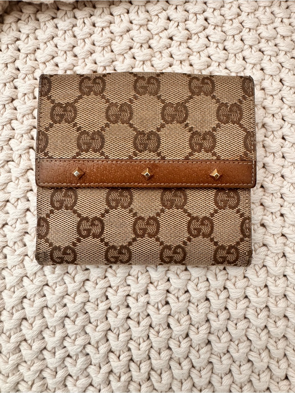Gucci GG Monogram oversized Bi-fold Wallet in Brown 5x5x1